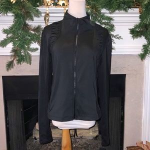 NWT Body Language Sportswear Women Jacket Black Ruched Tie Back Medium RET $148